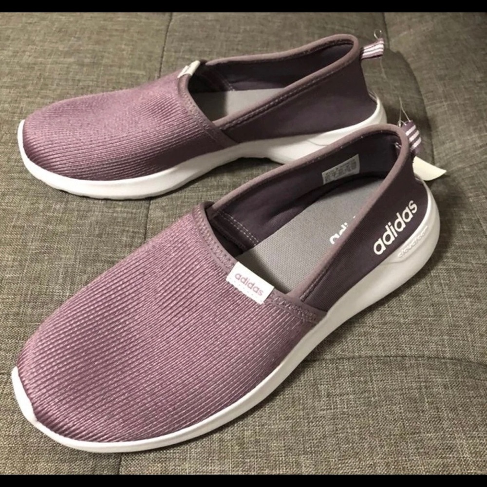 Women’s purple Adidas slip ons NEW 8 1/2